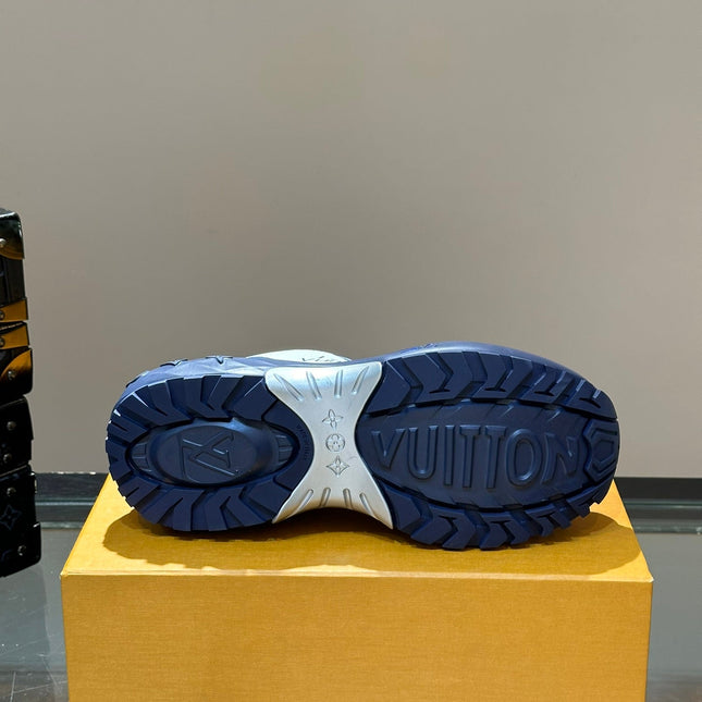 THICK-SOLED SNEAKER COBALT BLUE AND WHITE CALFSKIN