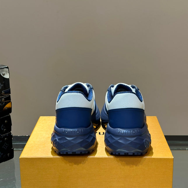 THICK-SOLED SNEAKER COBALT BLUE AND WHITE CALFSKIN