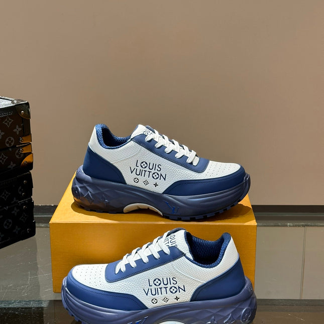 THICK-SOLED SNEAKER COBALT BLUE AND WHITE CALFSKIN