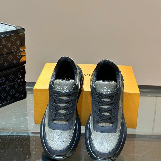 THICK-SOLED SNEAKER GREY AND BLACK CALFSKIN