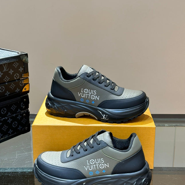 THICK-SOLED SNEAKER GREY AND BLACK CALFSKIN