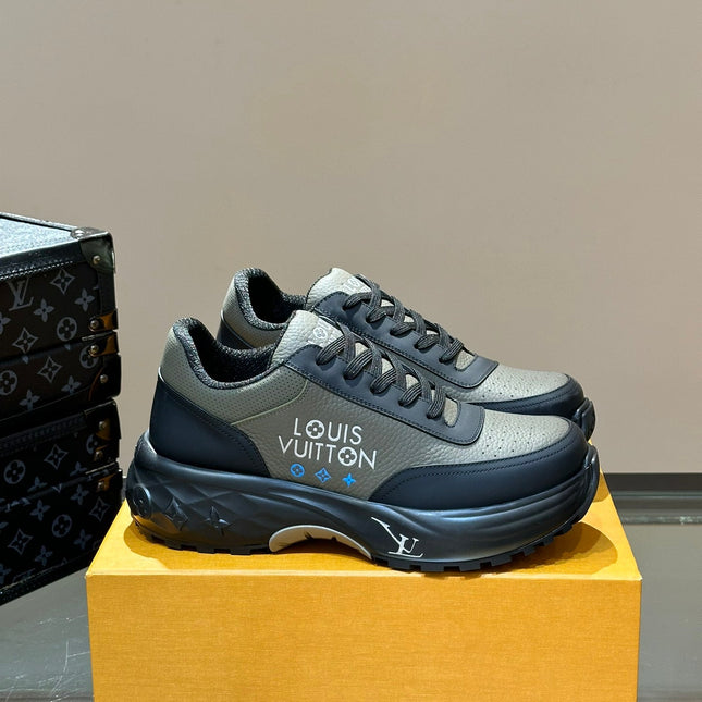 THICK-SOLED SNEAKER GREY AND BLACK CALFSKIN