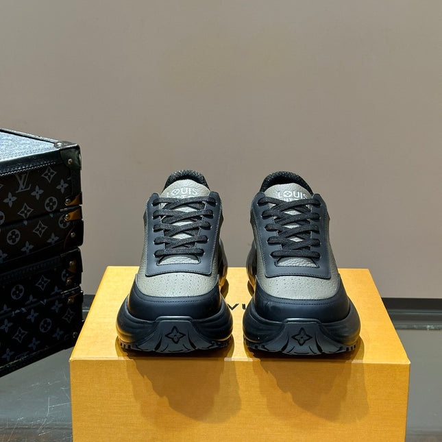 THICK-SOLED SNEAKER GREY AND BLACK CALFSKIN