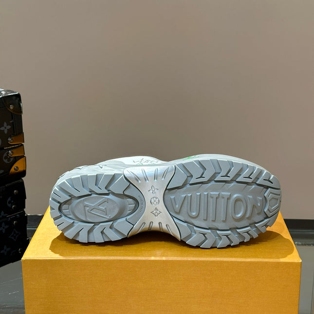 THICK-SOLED SNEAKER GREY AND WHITE CALFSKIN