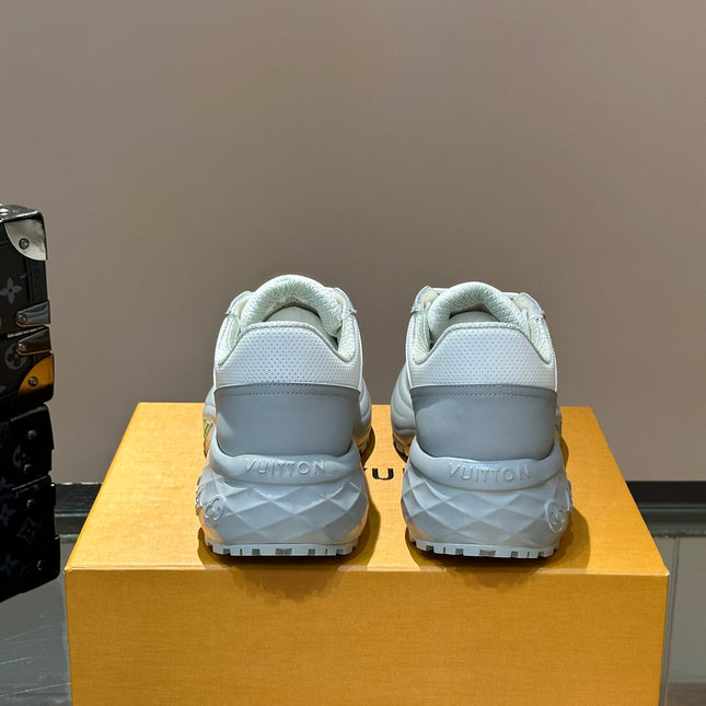 THICK-SOLED SNEAKER GREY AND WHITE CALFSKIN