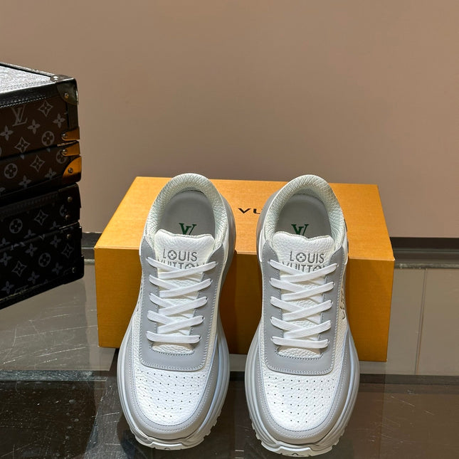 THICK-SOLED SNEAKER GREY AND WHITE CALFSKIN