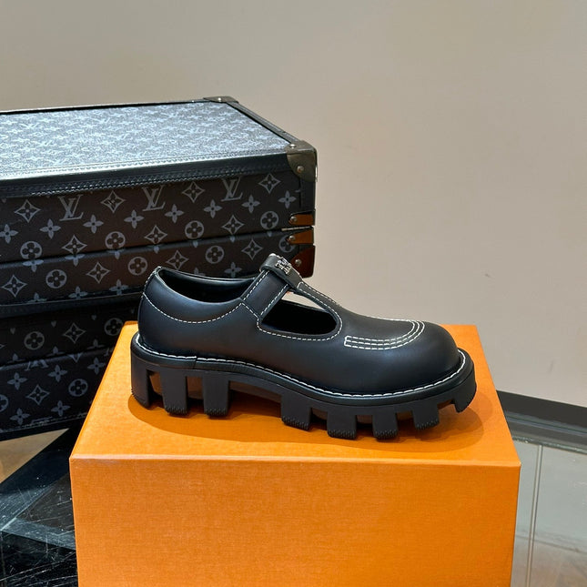 LV CHECKER MARY JANE BLACK CALFSKIN