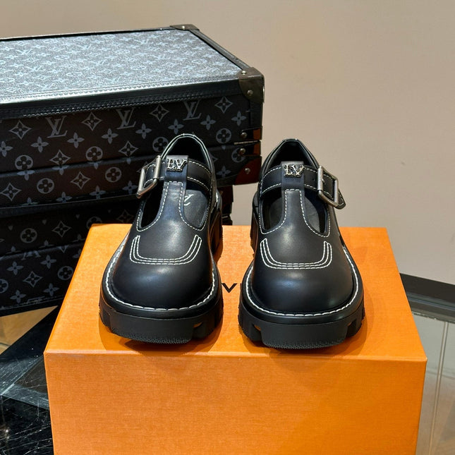 LV CHECKER MARY JANE BLACK CALFSKIN