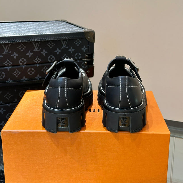 LV CHECKER MARY JANE BLACK CALFSKIN