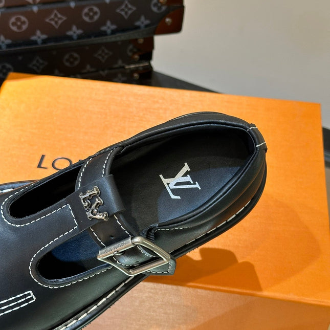 LV CHECKER MARY JANE BLACK CALFSKIN