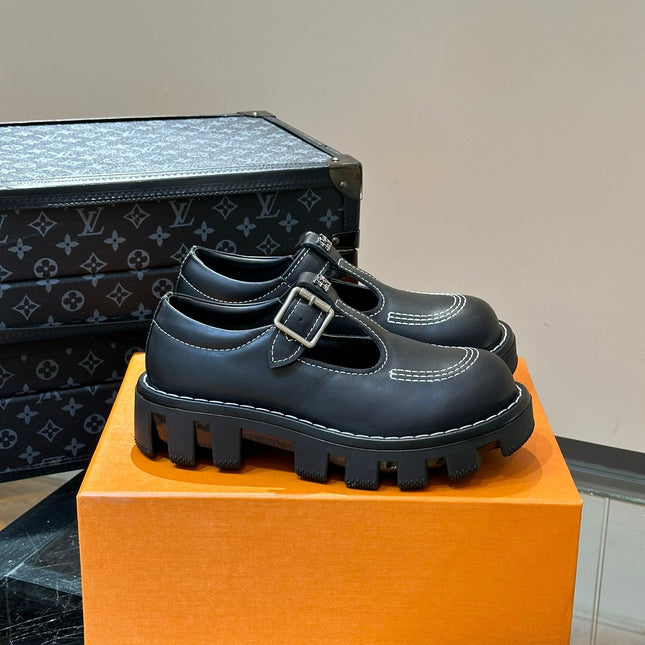 LV CHECKER MARY JANE BLACK CALFSKIN
