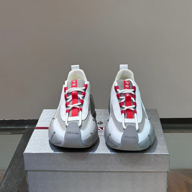 PRA AMERICA'S CUP SOFT RUBBER AND BIKE FABRIC SNEAKERS WHITE AND STEEL GREY