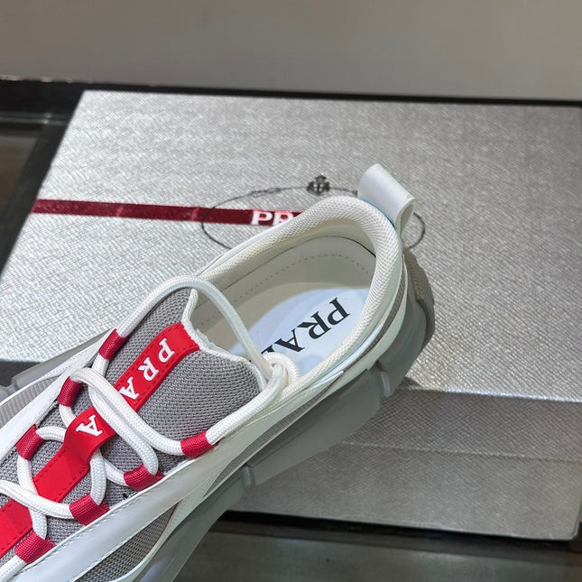 PRA AMERICA'S CUP SOFT RUBBER AND BIKE FABRIC SNEAKERS WHITE AND STEEL GREY