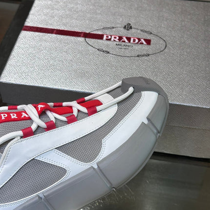 PRA AMERICA'S CUP SOFT RUBBER AND BIKE FABRIC SNEAKERS WHITE AND STEEL GREY