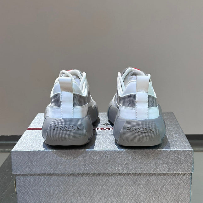 PRA AMERICA'S CUP SOFT RUBBER AND BIKE FABRIC SNEAKERS WHITE AND STEEL GREY