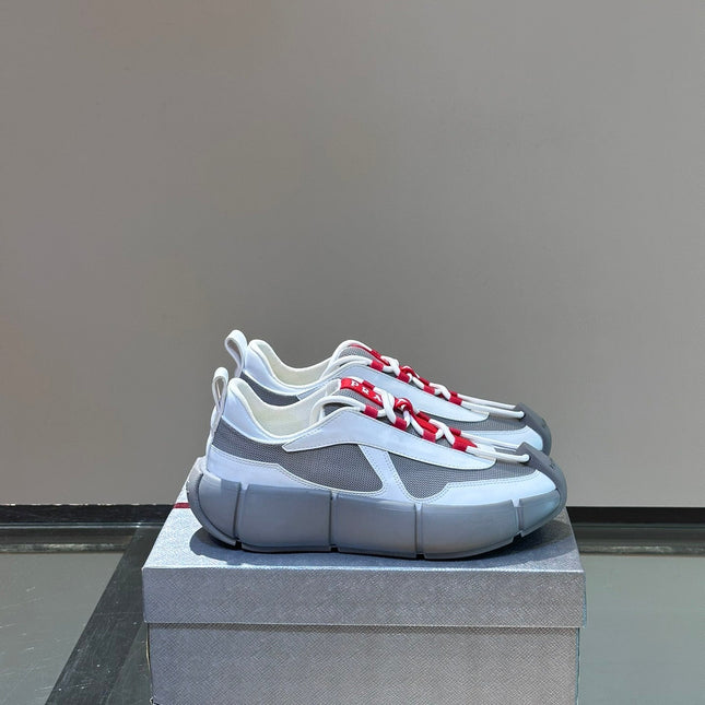PRA AMERICA'S CUP SOFT RUBBER AND BIKE FABRIC SNEAKERS WHITE AND STEEL GREY