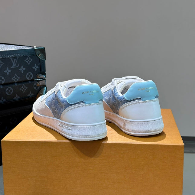LV SNEAKER WHITE SUEDE CALFSKIN MIX BLUE DENIM