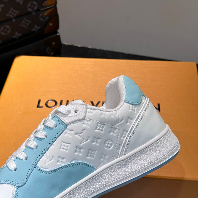 LV SNEAKER WHITE MIX BABY BLUE EMBOSSED CALFSKIN