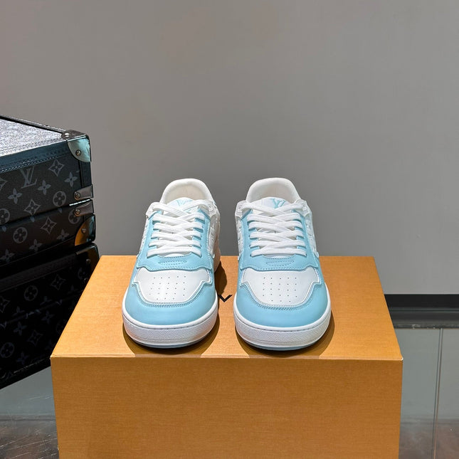LV SNEAKER WHITE MIX BABY BLUE EMBOSSED CALFSKIN
