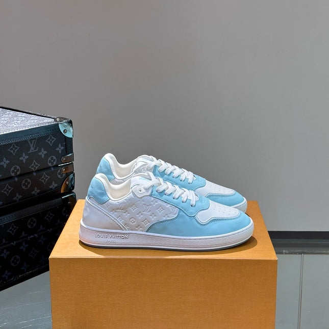 LV SNEAKER WHITE MIX BABY BLUE EMBOSSED CALFSKIN