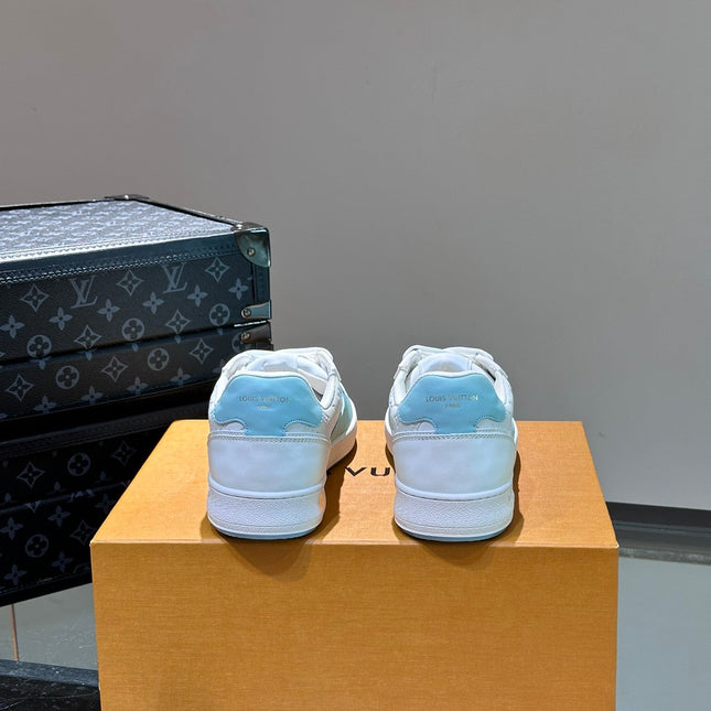 LV SNEAKER WHITE MIX BABY BLUE EMBOSSED CALFSKIN