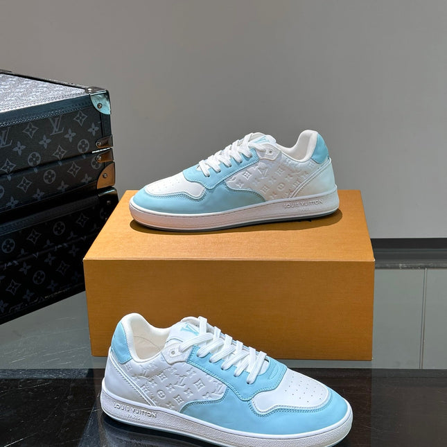LV SNEAKER WHITE MIX BABY BLUE EMBOSSED CALFSKIN