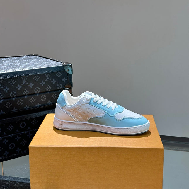 LV SNEAKER WHITE MIX BABY BLUE EMBOSSED CALFSKIN