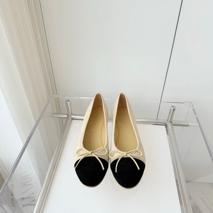 BALLET FLAT IN LIGHT YELLOW MIX BLACK SUEDE
