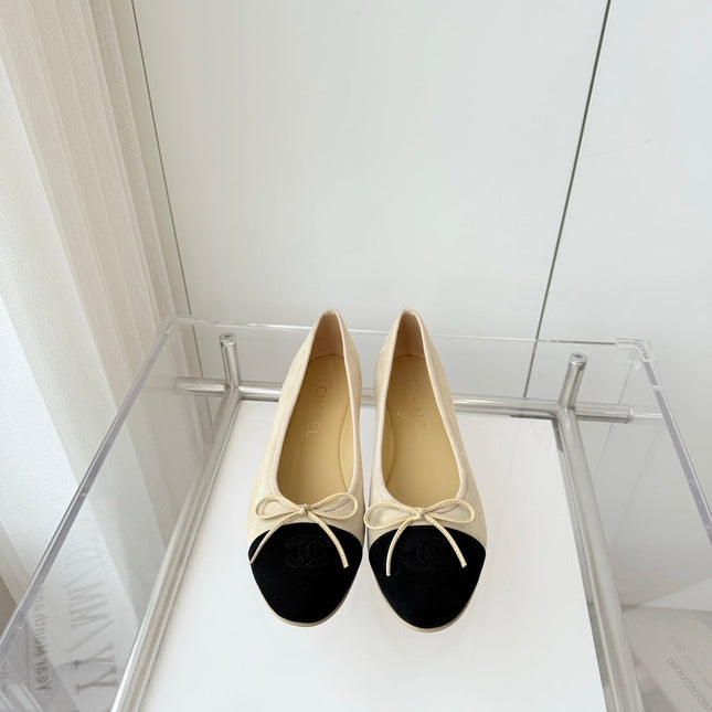BALLET FLAT IN LIGHT YELLOW MIX BLACK SUEDE