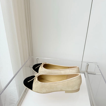 BALLET FLAT IN LIGHT YELLOW MIX BLACK SUEDE