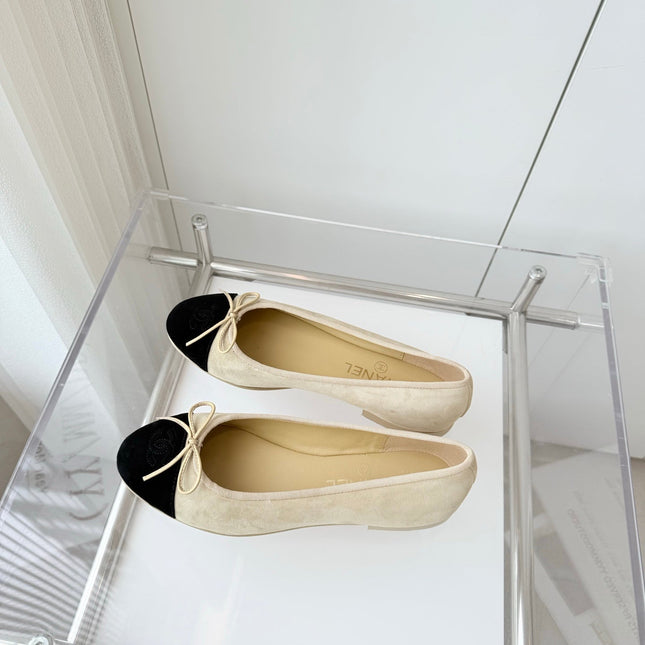 BALLET FLAT IN LIGHT YELLOW MIX BLACK SUEDE