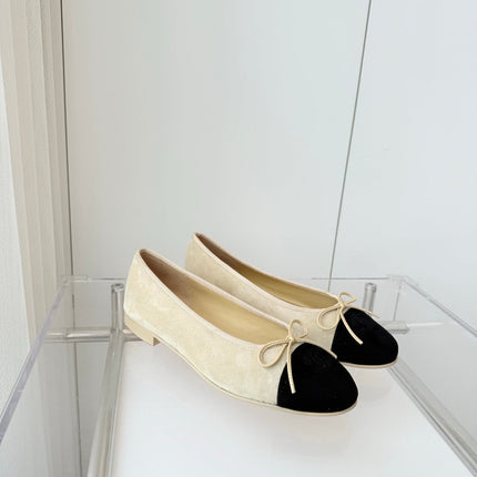 BALLET FLAT IN LIGHT YELLOW MIX BLACK SUEDE