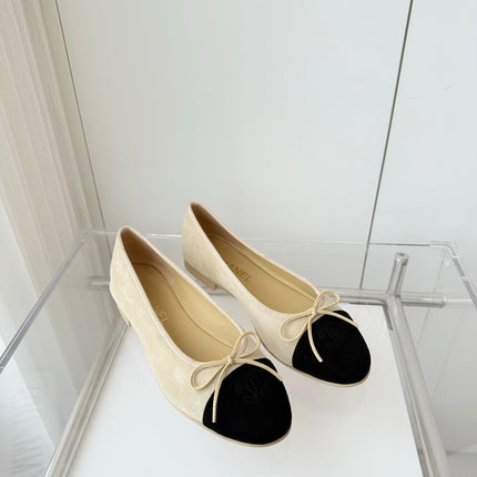 BALLET FLAT IN LIGHT YELLOW MIX BLACK SUEDE