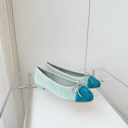 BALLET FLAT IN CERULEAN BLUE MIX PEARL GRAY SUEDE
