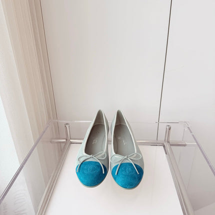 BALLET FLAT IN CERULEAN BLUE MIX PEARL GRAY SUEDE