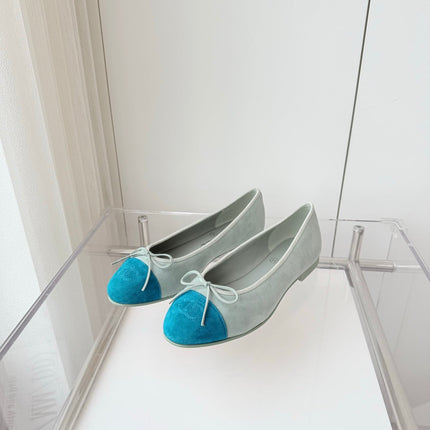 BALLET FLAT IN CERULEAN BLUE MIX PEARL GRAY SUEDE
