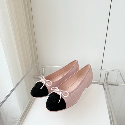 BALLET FLAT IN BABY PINK MIX BLACK SUEDE