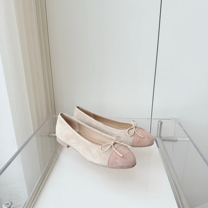 BALLET FLAT IN LIGHT PINK MIX PALE GRAY SUEDE
