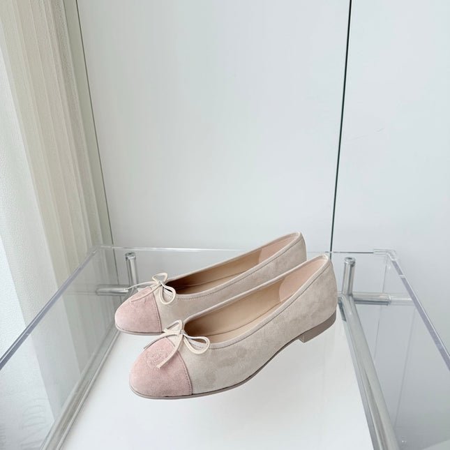 BALLET FLAT IN LIGHT PINK MIX PALE GRAY SUEDE