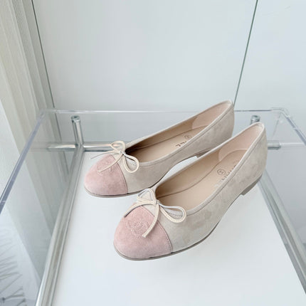 BALLET FLAT IN LIGHT PINK MIX PALE GRAY SUEDE