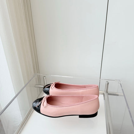 BALLET FLAT IN BABY PINK MIX BLACK CALFSKIN