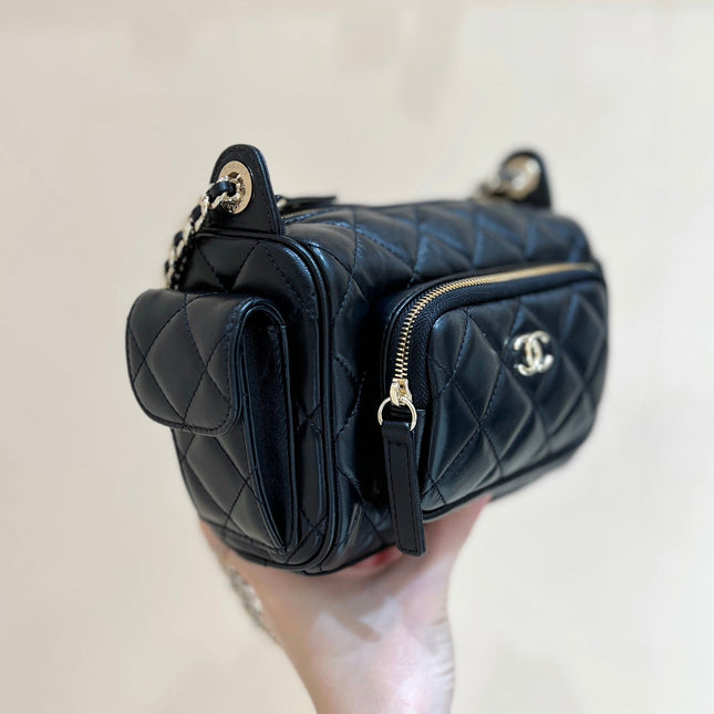 CHANEL CAMERA BAG 23 IN CONGO BLACK SHINY CALFSKIN
