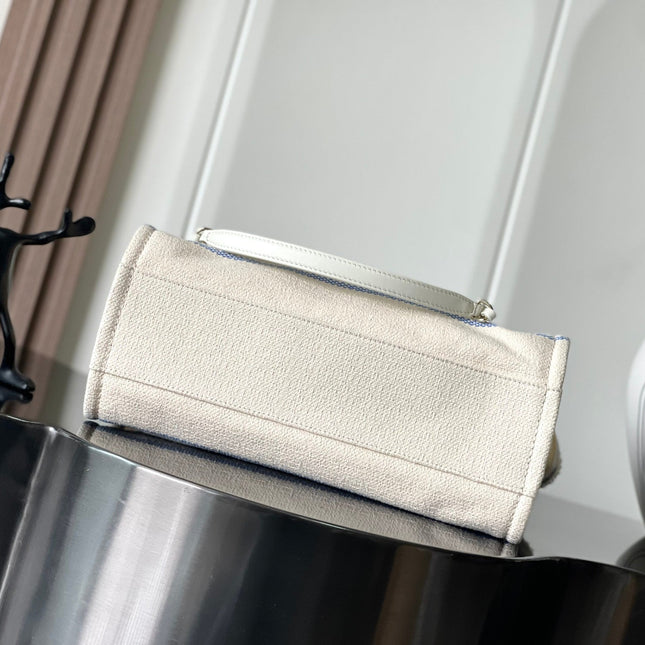 CHANEL 25S SHOPPING BAG 35 IN CREAM WHITE AND YELLOW CANVAS