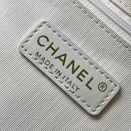 CHANEL 25S SHOPPING BAG 35 IN CREAM WHITE AND YELLOW CANVAS