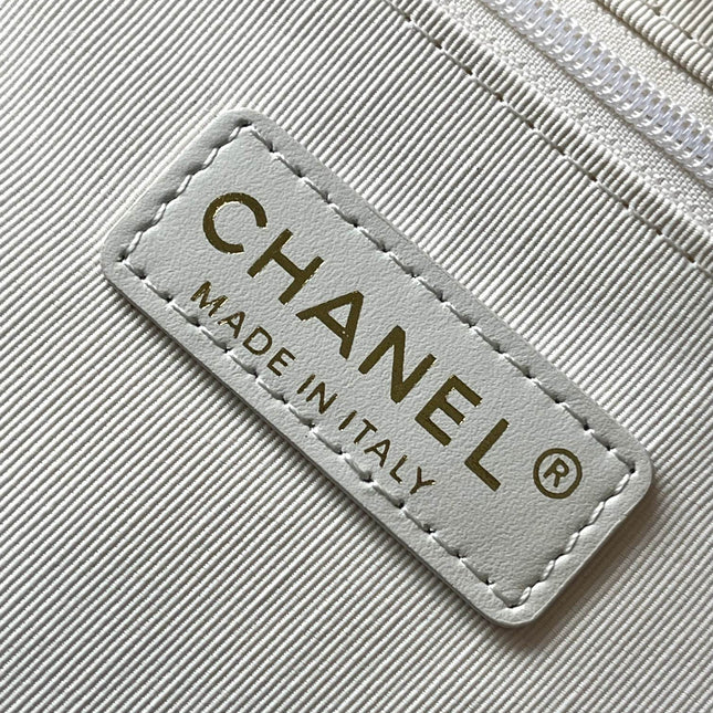 CHANEL 25S SHOPPING BAG 35 IN CREAM WHITE AND YELLOW CANVAS