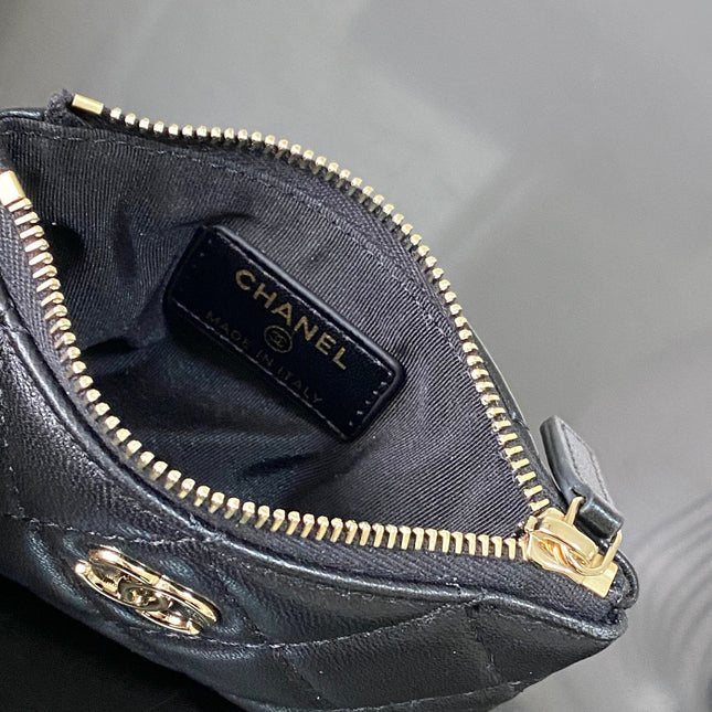 CHANEL 25S CLUTCH WITH CHAIN 20 CM IN BLACK LAMBSKIN WITH GOLD HARDWARE