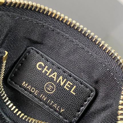 CHANEL 25S CLUTCH WITH CHAIN 20 CM IN BLACK LAMBSKIN WITH GOLD HARDWARE