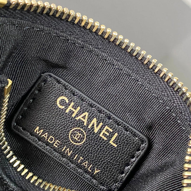 CHANEL 25S CLUTCH WITH CHAIN 20 CM IN BLACK LAMBSKIN WITH GOLD HARDWARE