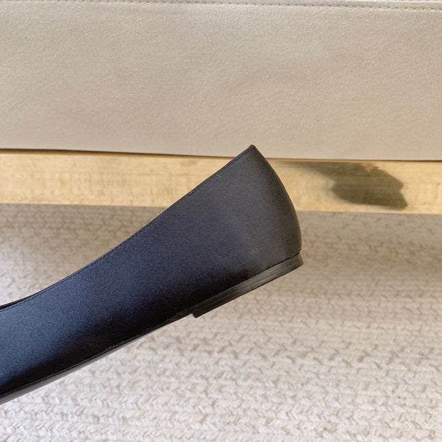 BABYLONE BALLET FLAT IN BLACK SATIN