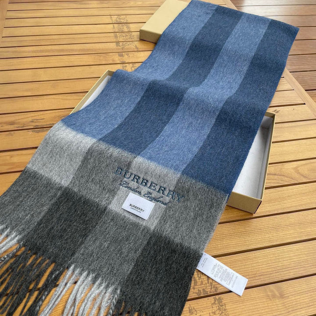 SCARF 180 CM IN NAVY BLUE MIX BLACK CASHMERE 394744